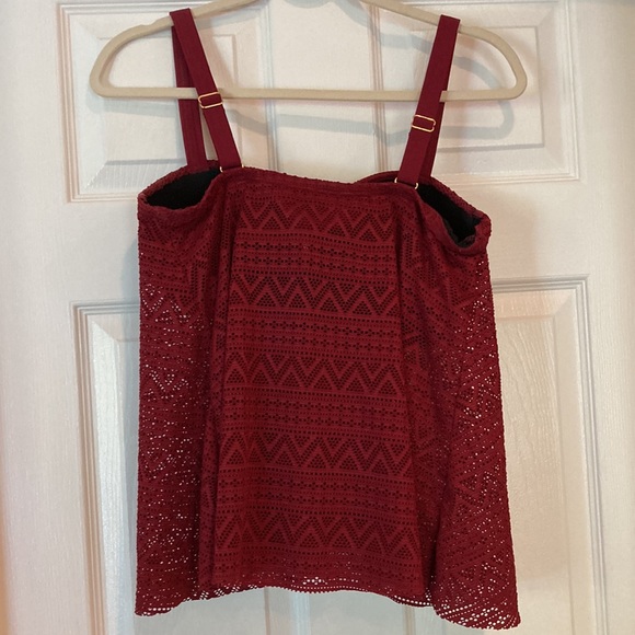 Burgundy Lace Tankini Set - Picture 4 of 10